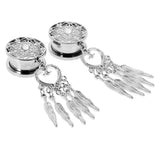 Maxbell Dreamcatcher Cute Feather Pendant Dangle Ear Plug Tunnel Crystal Gauge 16mm