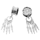 Maxbell Dreamcatcher Cute Feather Pendant Dangle Ear Plug Tunnel Crystal Gauge 16mm