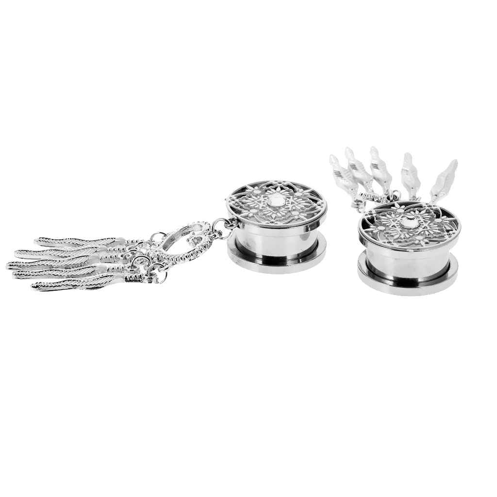 Maxbell Dreamcatcher Cute Feather Pendant Dangle Ear Plug Tunnel Crystal Gauge 8mm