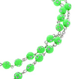 Maxbell Women Hip 8mm Beads Rosary Pray Hand Jesus Cross Pendant Necklace Green