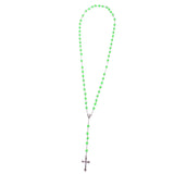 Maxbell Women Hip 8mm Beads Rosary Pray Hand Jesus Cross Pendant Necklace Green