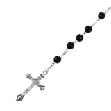 Maxbell Mens Hip 8mm Bead Rosary Pray Hand Jesus Cross Pendant Necklace Black