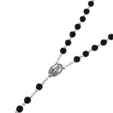 Maxbell Mens Hip 8mm Bead Rosary Pray Hand Jesus Cross Pendant Necklace Black