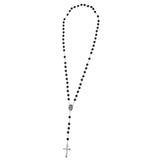 Maxbell Mens Hip 8mm Bead Rosary Pray Hand Jesus Cross Pendant Necklace Black