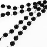 Maxbell Mens Hip 8mm Bead Rosary Pray Hand Jesus Cross Pendant Necklace Black