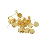 Maxbell 20 Pieces Flower Cabochon Ear Studs Blank Bezel Setting Light Gold