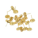 Maxbell 20 Pieces Flower Cabochon Ear Studs Blank Bezel Setting Light Gold