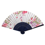 Maxbell Flower Pattern Hand Fan Party Handheld Folding Fan - White