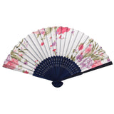 Maxbell Flower Pattern Hand Fan Party Handheld Folding Fan - White