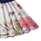Maxbell Flower Pattern Hand Fan Party Handheld Folding Fan - White