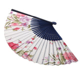 Maxbell Flower Pattern Hand Fan Party Handheld Folding Fan - White