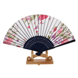 Maxbell Flower Pattern Hand Fan Party Handheld Folding Fan - White