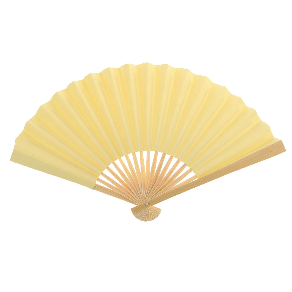 Maxbell Double-sided DIY Craft Fancy Dance Party Paper Hand Fan- Light Yellow