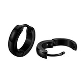 Maxbell 316L Stainless Steel Men Women Hoop Earrings Huggie Ear Clip Piercing Black