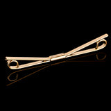 Maxbell Men's Stylish Shirt Collar Clip Bar Pin Clip Chain Tie Brooch Necktie Gold