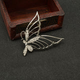 Maxbell Fashion Crystal Butterfly Alloy Charms Brooches Pins Jewelry Decor Silver