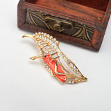 Maxbell Chic Crystal Rhinestone Leaf Grasshopper Locust Cricket Pin Brooch  Red
