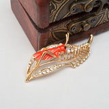 Maxbell Chic Crystal Rhinestone Leaf Grasshopper Locust Cricket Pin Brooch  Red