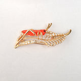 Maxbell Chic Crystal Rhinestone Leaf Grasshopper Locust Cricket Pin Brooch  Red