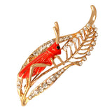 Maxbell Chic Crystal Rhinestone Leaf Grasshopper Locust Cricket Pin Brooch  Red