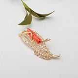Maxbell Chic Crystal Rhinestone Leaf Grasshopper Locust Cricket Pin Brooch  Red