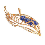 Maxbell Chic Crystal Rhinestone Leaf Grasshopper Locust Cricket Pin Brooch  Blue