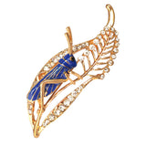Maxbell Chic Crystal Rhinestone Leaf Grasshopper Locust Cricket Pin Brooch  Blue