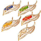 Maxbell Chic Crystal Rhinestone Leaf Grasshopper Locust Cricket Pin Brooch  Blue