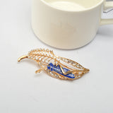 Maxbell Chic Crystal Rhinestone Leaf Grasshopper Locust Cricket Pin Brooch  Blue