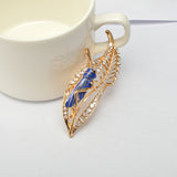 Maxbell Chic Crystal Rhinestone Leaf Grasshopper Locust Cricket Pin Brooch  Blue