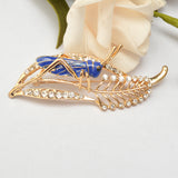 Maxbell Chic Crystal Rhinestone Leaf Grasshopper Locust Cricket Pin Brooch  Blue
