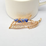 Maxbell Chic Crystal Rhinestone Leaf Grasshopper Locust Cricket Pin Brooch  Blue