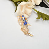 Maxbell Chic Crystal Rhinestone Leaf Grasshopper Locust Cricket Pin Brooch  Blue