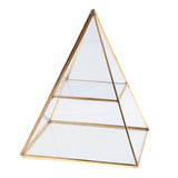 Maxbell Pyramid Glass Jewelry Trinket Box Display Holder Storage Organizer Gold