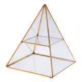 Maxbell Pyramid Glass Jewelry Trinket Box Display Holder Storage Organizer Gold