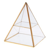 Maxbell Pyramid Glass Jewelry Trinket Box Display Holder Storage Organizer Gold