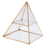 Maxbell Pyramid Glass Jewelry Trinket Box Display Holder Storage Organizer Gold