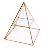 Maxbell Pyramid Glass Jewelry Trinket Box Display Holder Storage Organizer Gold