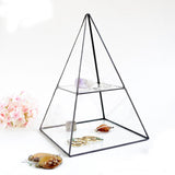 Maxbell Pyramid Glass Jewelry Trinket Box Earrings Display Holder Storage Organizer