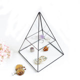 Maxbell Pyramid Glass Jewelry Trinket Box Earrings Display Holder Storage Organizer