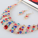 Maxbell Elegant Wedding Bridal Crystal Necklace Earrings Jewelry Set  Multi-color