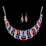 Maxbell Elegant Wedding Bridal Crystal Necklace Earrings Jewelry Set  Multi-color