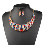 Maxbell Elegant Wedding Bridal Crystal Necklace Earrings Jewelry Set  Multi-color