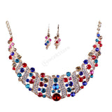 Maxbell Elegant Wedding Bridal Crystal Necklace Earrings Jewelry Set  Multi-color