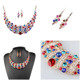 Maxbell Elegant Wedding Bridal Crystal Necklace Earrings Jewelry Set  Multi-color