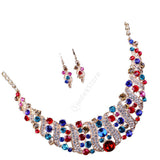 Maxbell Elegant Wedding Bridal Crystal Necklace Earrings Jewelry Set  Multi-color