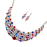 Maxbell Elegant Wedding Bridal Crystal Necklace Earrings Jewelry Set  Multi-color