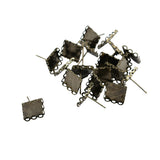 Maxbell 20pcs DIY Ear Stud Cabochon Bezel Setting Earring Findings Metallic Black