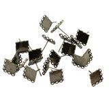 Maxbell 20pcs DIY Ear Stud Cabochon Bezel Setting Earring Findings Metallic Black