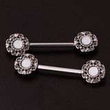 Maxbell 1Pair Antique Silver Stainless Steel Nipple Barbell Body Piercing Jewelry